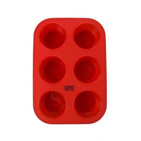 2837 GIPFEL Силиконовая форма для выпечки 6 кексов 25,5x17,5x3,5 см красная