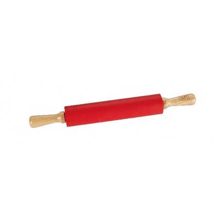 4007 GIPFEL Скалка ALISAR 43х5,3см силиконовая с деревянными ручками Цвет: красный